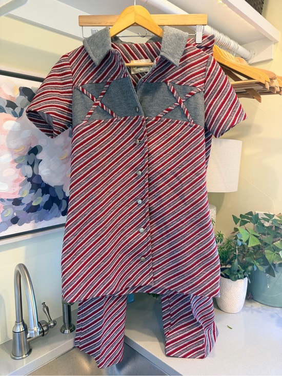Hamilton Other - Vintage Hamilton Dallas 2-Pc Pantsuit Red Gray Striped Retro 70s